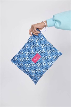Haşema Blue Monogram Patterned Bag
