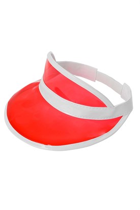Şeffaf Siperli Kırmızı Plaj Şapkası